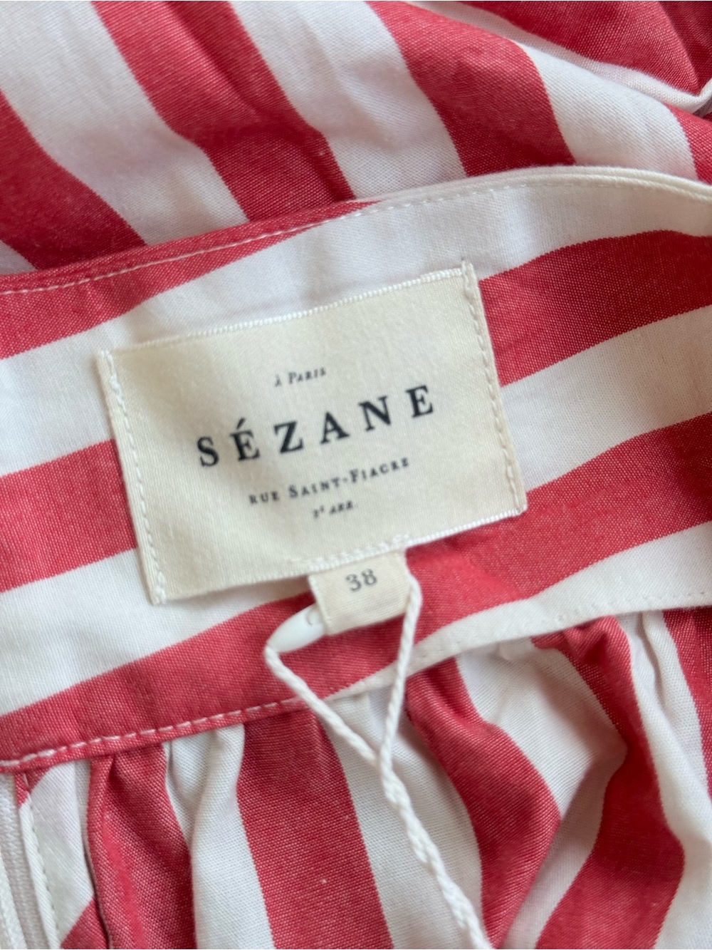 Sezane Arianna Skirt Ecru Red Striped Size 38 - Picture 6 of 6